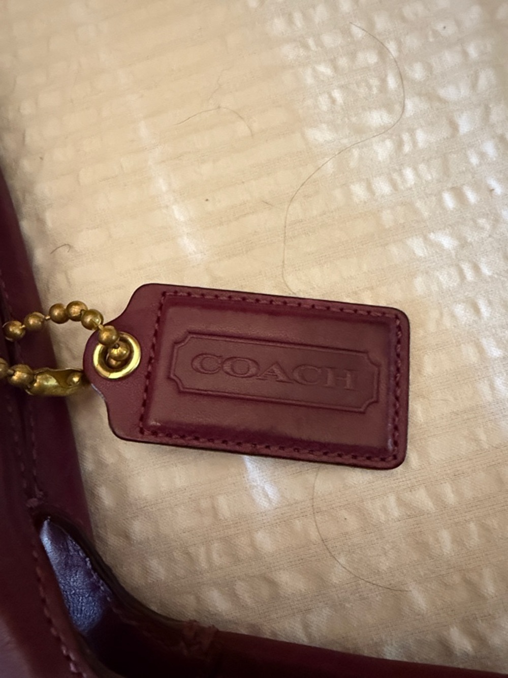 COACH Signature Stripe Tote with Plum Leather - Excellent condition! - Picture 2 of 8